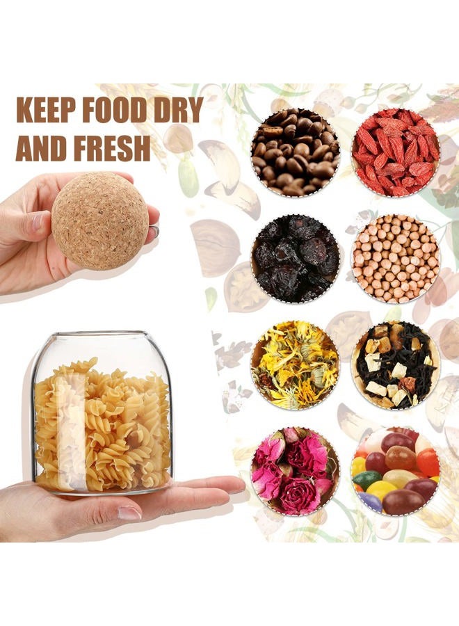 Cunhill 3 Pcs Glass Jar with Ball Cork Lid Decorative Round Bottle Sealed Canister Jar Storage Container Organizer with Airtight Seal Wooden Lid for Food Coffee Bean Candy Biscuits Spice(500 ML/ 17 Oz) - Image 5